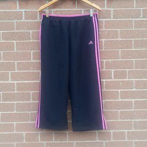 Adidas Track Active Athletic Yoga Mesh lined Capri pants Black Pink Medium